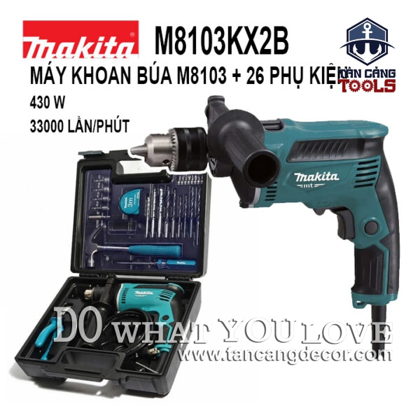 Máy Khoan Động Lực 26 Chi Tiết Makita M8103KX2B 430W