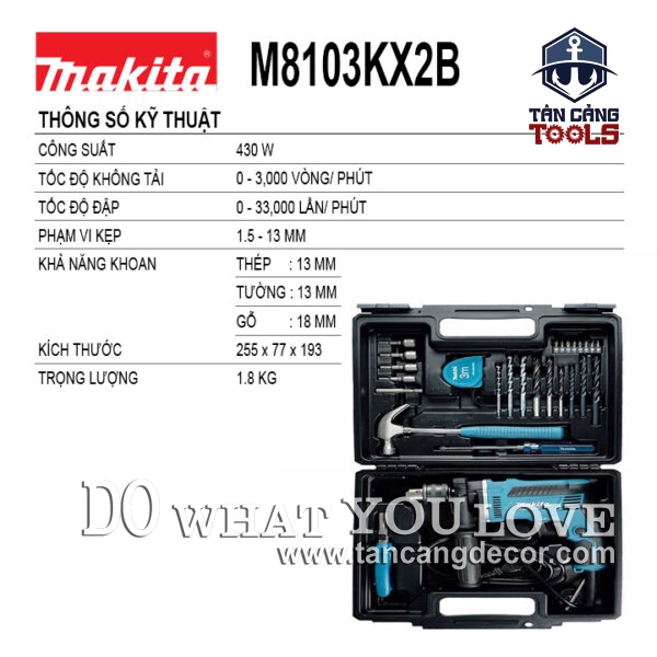 Alternative view of Máy Khoan Động Lực 26 Chi Tiết Makita M8103KX2B 430W