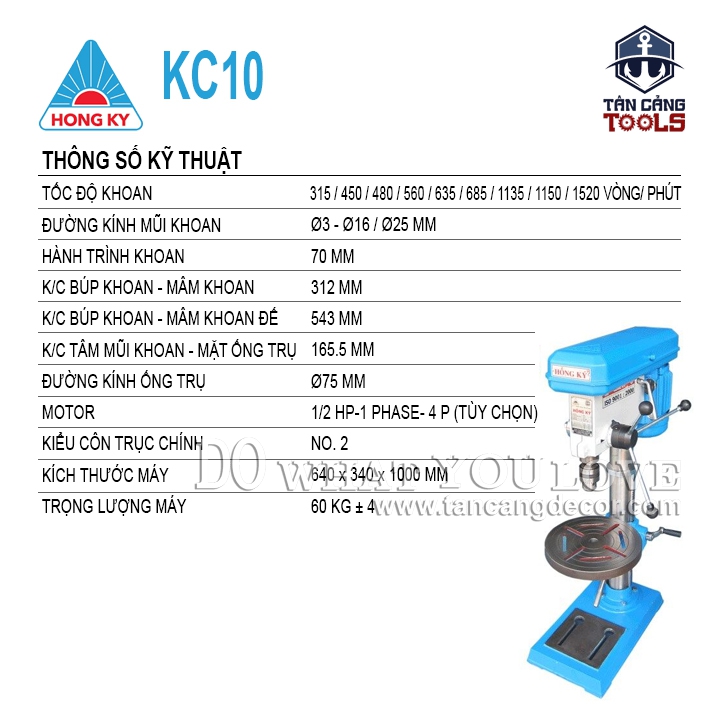 Máy Khoan Bàn Hồng Ký KC10 1/2HP (Khoan Côn) - Ảnh 2