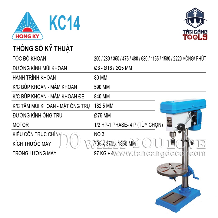 Máy Khoan Bàn Hồng Ký KC14 1/2HP ( Khoan Côn ) - Ảnh 2
