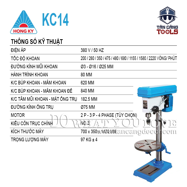 Máy Khoan Bàn Hồng Ký KC14 2 HP ( Khoan Côn, Điện 3 Pha ) - Ảnh 2