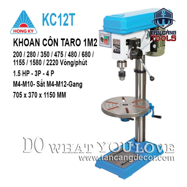 Máy Khoan Bàn Hồng Ký KC12T 1.5HP ( Khoan Côn Taro, Điện 3 Pha )
