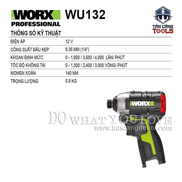 Combo Máy Vặn Vít, Máy Khoan Dùng Pin 12V Worx WU920X ( 2 Thân Máy, 2 Pin 2.0Ah, 1 Sạc, 1 Thùng ) - Ảnh 4