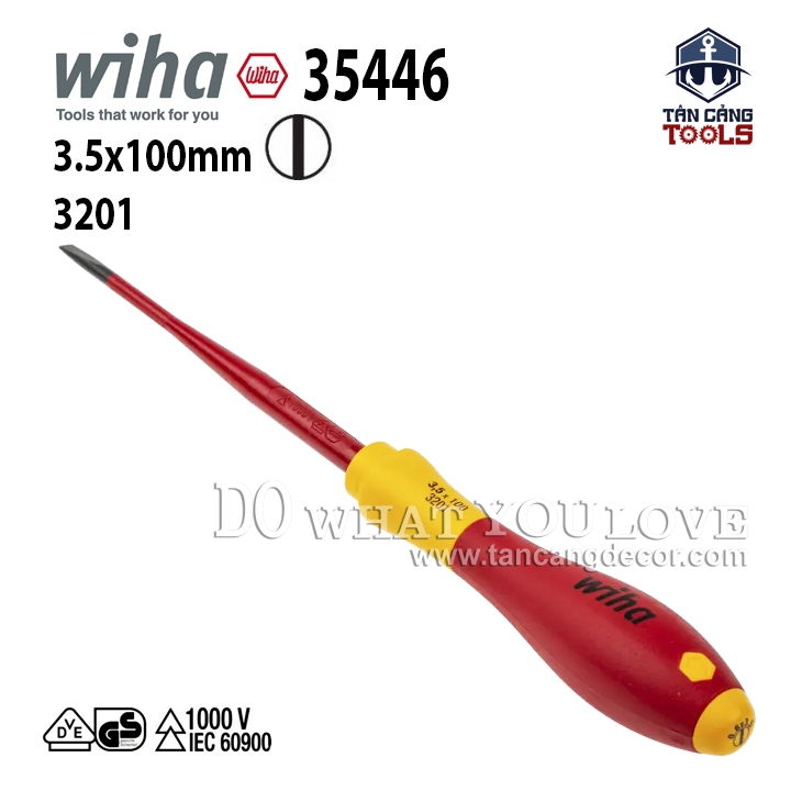 Tuốc Vít Đầu Dẹp SL3.5 100 mm Cách Điện 1000V Wiha 35446