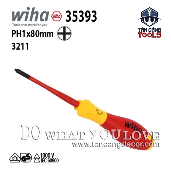 Tuốc Vít 4 Cạnh PH1 80 mm Cách Điện 1000V Wiha 35393