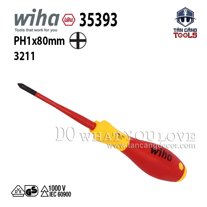 Tuốc Vít 4 Cạnh PH1 80 mm Cách Điện 1000V Wiha 35393