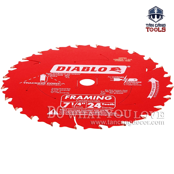 Lưỡi Cưa Gỗ Hợp Kim Diablo 184 x 16 mm x 24T Freud D0724 - Ảnh 2