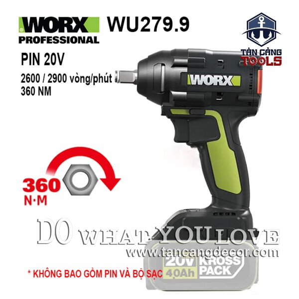 Máy Siết Bu Lông Dùng Pin 20V Worx WU279.9 1/2 Inches ( Thân Máy )