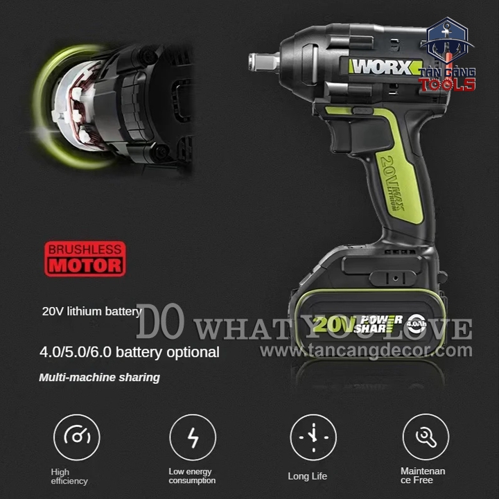 Máy Siết Bu Lông Dùng Pin 20V Worx WU279.9 1/2 Inches ( Thân Máy ) - Ảnh 5