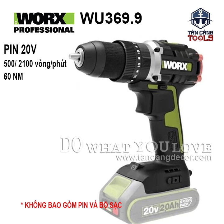Máy Khoan Động Lực Dùng Pin 20V Worx WU369.9 ( Thân Máy)