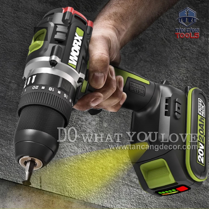 Combo Máy Khoan Động Lực Dùng Pin 20V Worx WU369 ( 2 Pin 2.0Ah, 1 Sạc, 1 Túi ) - Ảnh 4