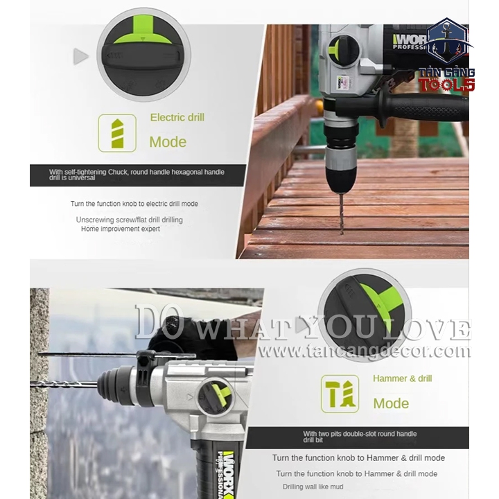 Máy Khoan Bê Tông Dùng Pin 20V Worx WU388.9 ( Thân Máy ) - Ảnh 4