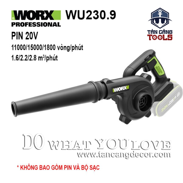 Máy Thổi Bụi Dùng Pin 20V Worx WU230.9 ( Thân Máy )