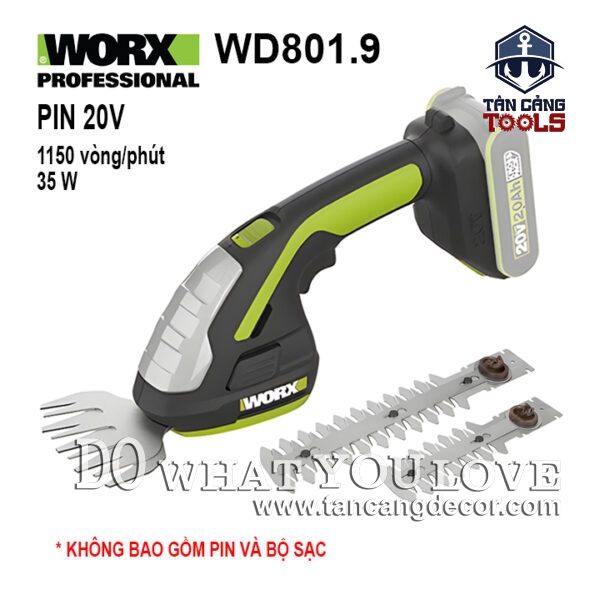 Máy Tỉa Hàng Rào Dùng Pin 20V Worx WD801.9 ( Thân Máy )