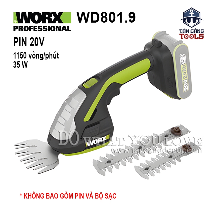 Máy Tỉa Hàng Rào Dùng Pin 20V Worx WD801.9 ( Thân Máy )