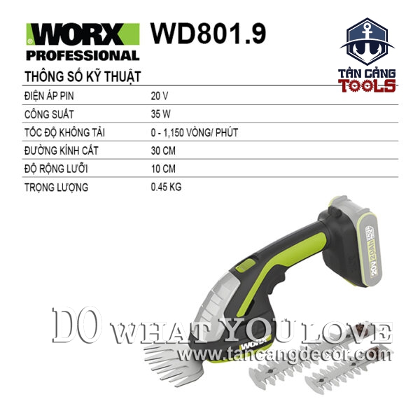 Alternative view of Máy Tỉa Hàng Rào Dùng Pin 20V Worx WD801.9 ( Thân Máy )