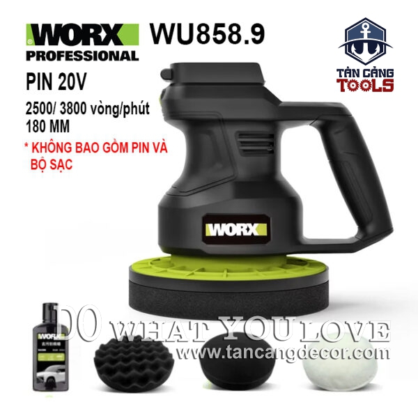 Máy Đánh Bóng 180 mm Dùng Pin 20V Worx WU858.9 ( Thân Máy )