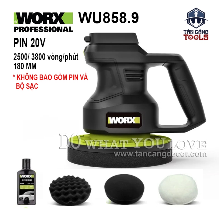 Máy Đánh Bóng 180 mm Dùng Pin 20V Worx WU858.9 ( Thân Máy )