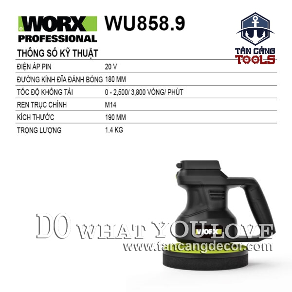 Alternative view of Máy Đánh Bóng 180 mm Dùng Pin 20V Worx WU858.9 ( Thân Máy )