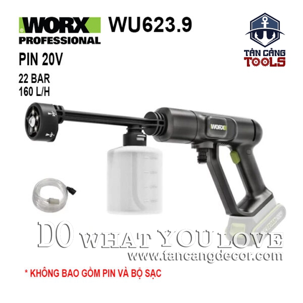 Máy Xịt Rửa Xe Dùng Pin 20V WORX WU623.9 ( Thân Máy )
