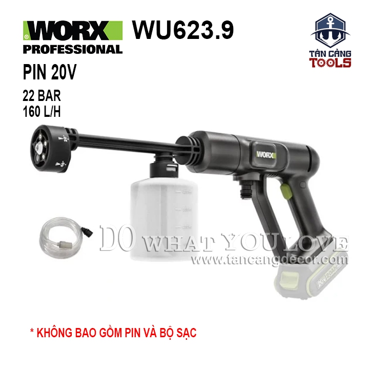 Máy Xịt Rửa Xe Dùng Pin 20V WORX WU623.9 ( Thân Máy )