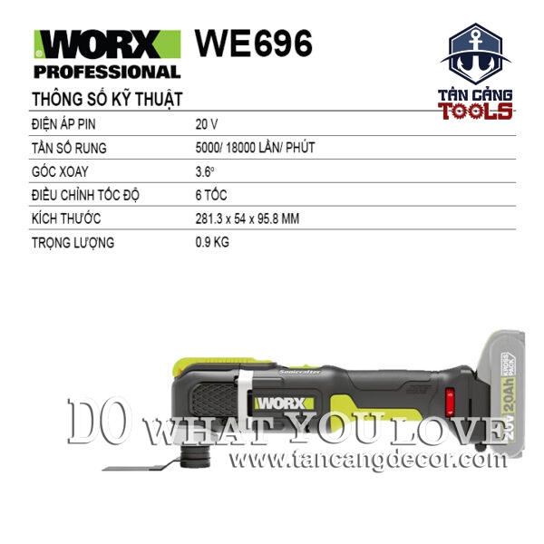 Alternative view of Combo Máy Cắt Rung Đa Năng Dùng Pin 20V Worx WE696 ( Thân Máy, 1 Pin 2.0Ah, 1 Sạc )