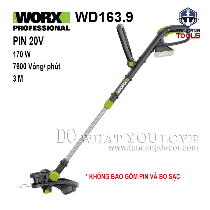 Máy Cắt Cỏ Dùng Pin 20V Worx WD163.9 ( Thân Máy )
