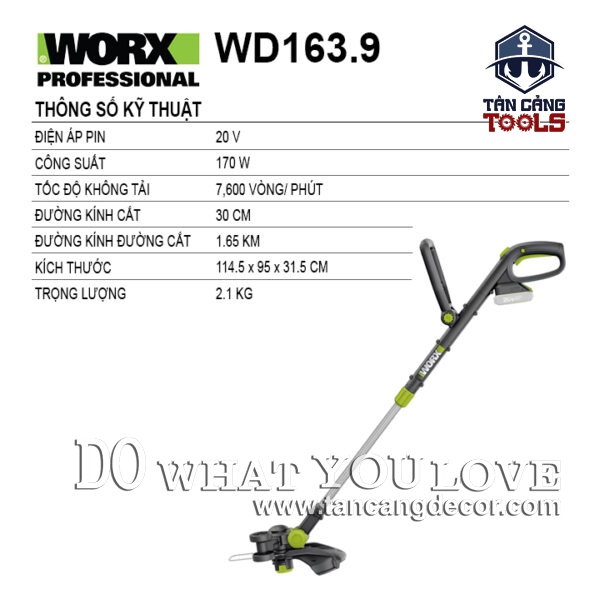 Alternative view of Máy Cắt Cỏ Dùng Pin 20V Worx WD163.9 ( Thân Máy )