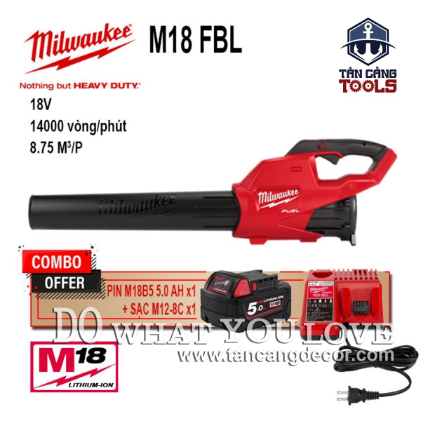 Combo Máy Thổi Bụi Dùng Pin Milwaukee M18 FBL ( Thân Máy, 1 Pin 5Ah, Sạc )