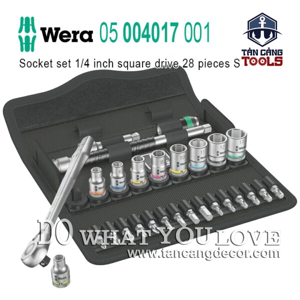 Bộ Tuýp Tự Động 1/4 Inches, Tuốc Vít 28 Chi Tiết Wera 05 004017 001
