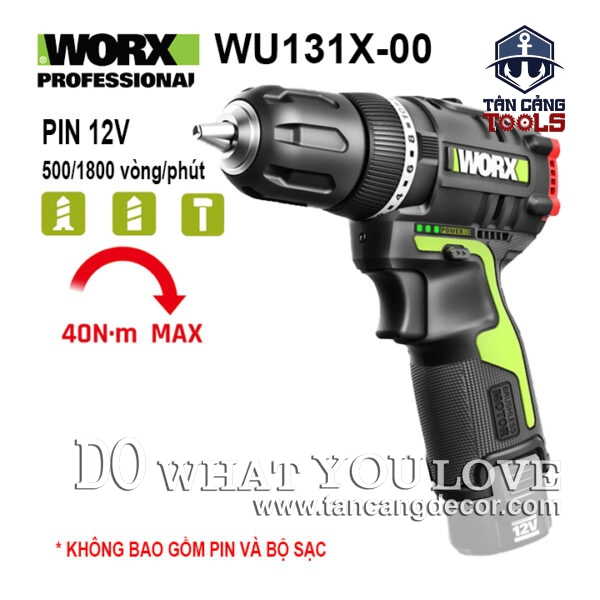 Máy Khoan Động Lực Dùng Pin 12V Worx WU131X-00 ( Thân Máy )