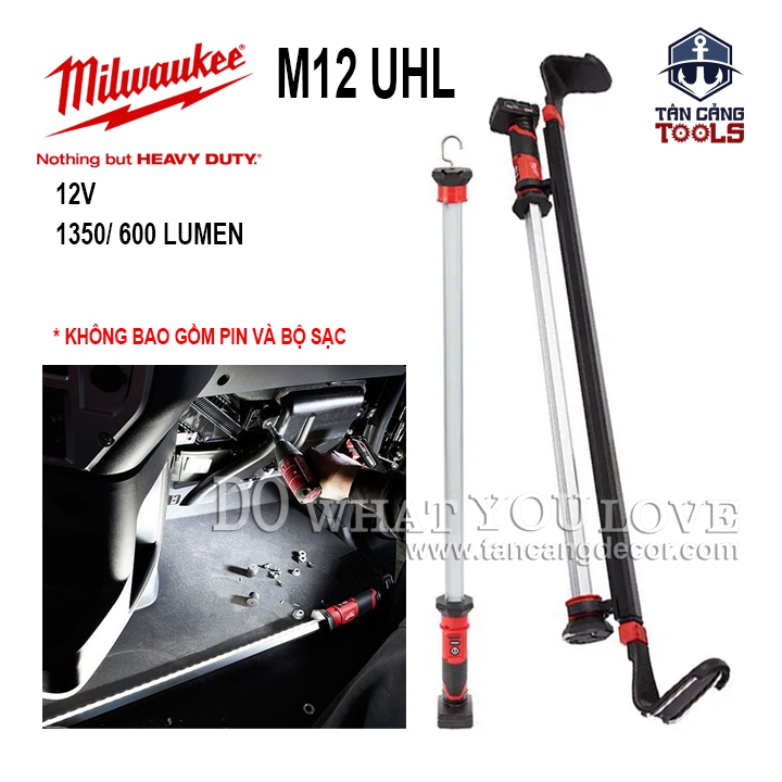 Combo Đèn Pin Soi Gầm, Khoang Máy Dùng Pin Milwaukee M12 UHL ( Thân Máy. 1 Pin 4.0Ah, 1 Sạc )