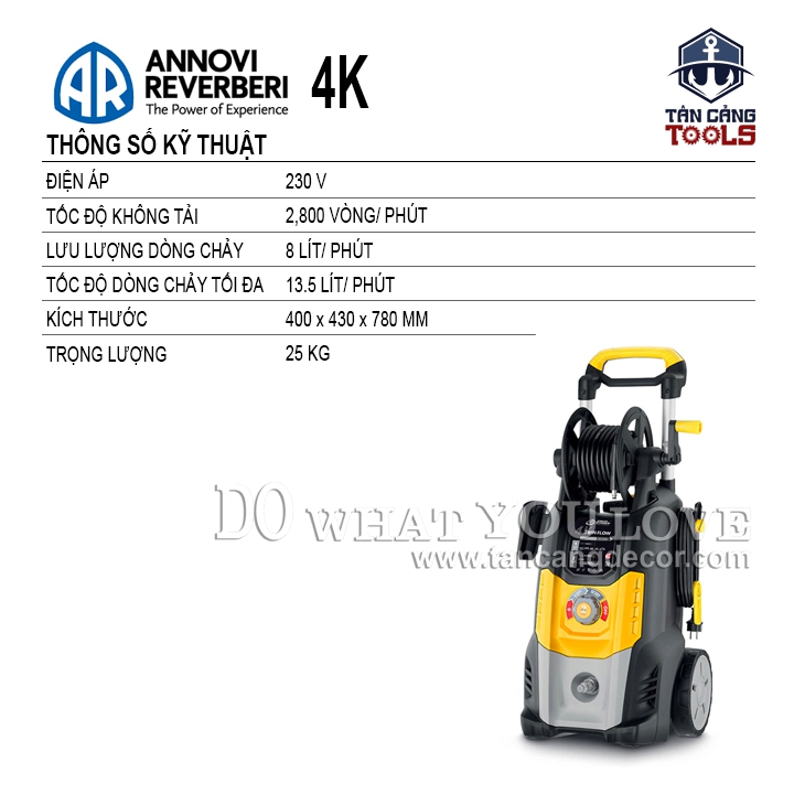 Máy Xịt Rửa Xe Cao Áp ANNOVI REVERBERI 4K Động Cơ Đôi 2500W - Ảnh 2