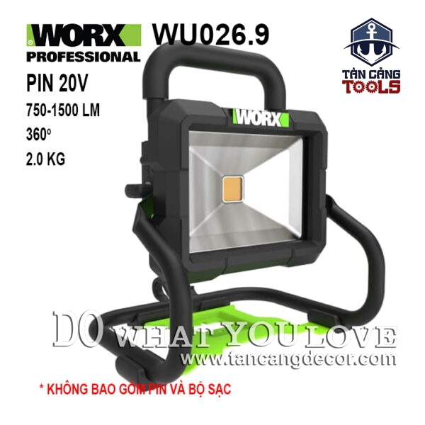 Đèn Led Công Trình Dùng Pin 20V Worx WU026.9 ( Thân Máy )