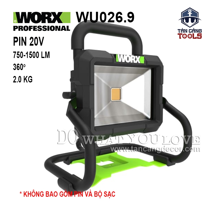 Đèn Led Công Trình Dùng Pin 20V Worx WU026.9 ( Thân Máy )