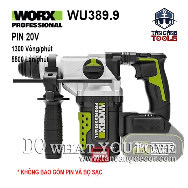 Máy Khoan Bê Tông Dùng Pin 20V Worx WU389.9 ( Thân Máy )