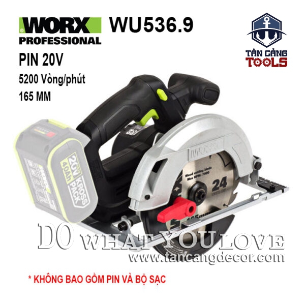 Máy Cưa Đĩa Dùng Pin 165 mm 20V Worx WU536.9 ( Thân Máy )