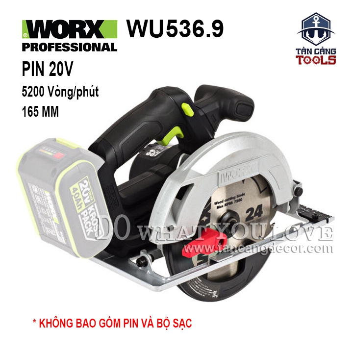 Máy Cưa Đĩa Dùng Pin 165 mm 20V Worx WU536.9 ( Thân Máy )