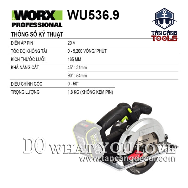 Alternative view of Máy Cưa Đĩa Dùng Pin 165 mm 20V Worx WU536.9 ( Thân Máy )