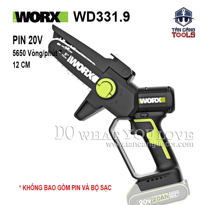 Máy Cưa Xích Dùng Pin 20V Worx WD331.9 ( Thân Máy )