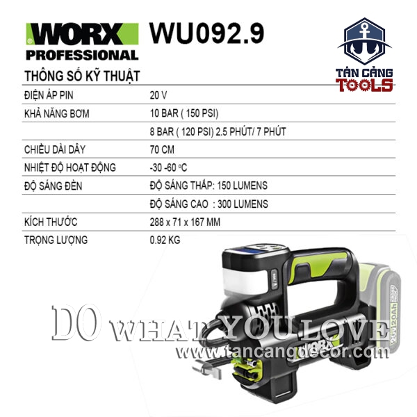 Alternative view of Máy Bơm Hơi Dùng Pin 20V Worx WU092.9 ( Thân Máy )