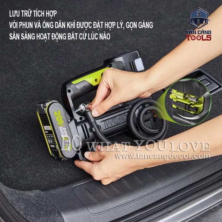 Máy Bơm Hơi Dùng Pin 20V Worx WU092.9 ( Thân Máy ) - Ảnh 8