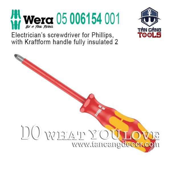 Tuốc Vít 4 Cạnh PH2 x 150 mm Cách Điện 1000V Wera 05 006154 001