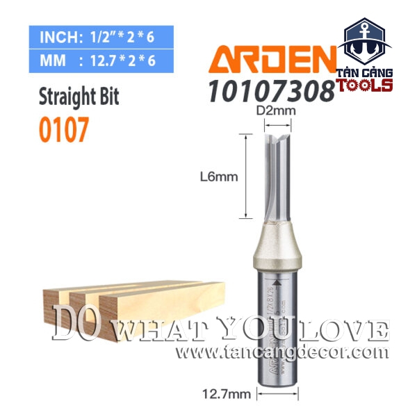 Mũi Router Arden CNC Móc Rãnh Arden 2 x 6 mm Cốt 12.7 mm Arden 0107