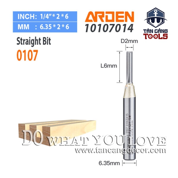 Mũi Router Arden CNC Móc Rãnh Arden 2 x 6 mm Cốt 6.35 mm Arden 0107