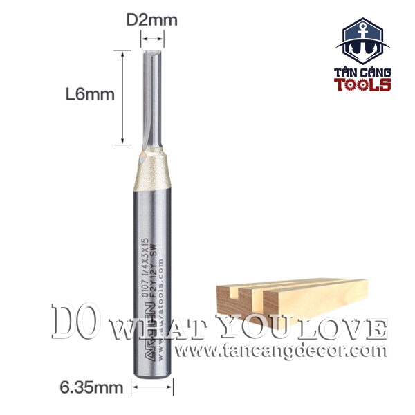 Alternative view of Mũi Router Arden CNC Móc Rãnh Arden 2 x 6 mm Cốt 6.35 mm Arden 0107