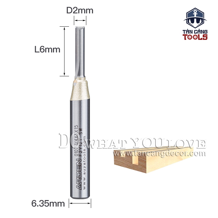 Mũi Router Arden CNC Móc Rãnh Arden 2 x 6 mm Cốt 6.35 mm Arden 0107 - Ảnh 2