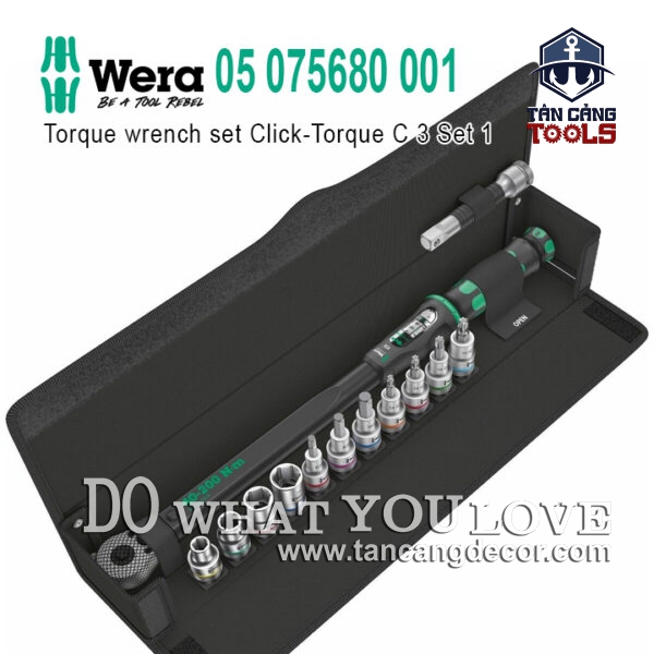 Bộ Tuýp Cần Siết Tự Động 1/2 Inches 12 Chi Tiết Có Chỉnh Lực 40 - 200 N Wera 05 075680 001