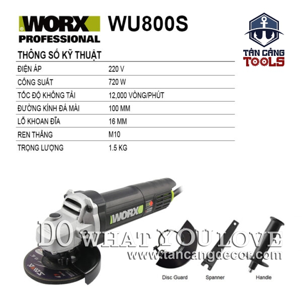 Alternative view of Máy Mài Góc 100 mm Worx WU800S 720W ( Công Tắc Hông )