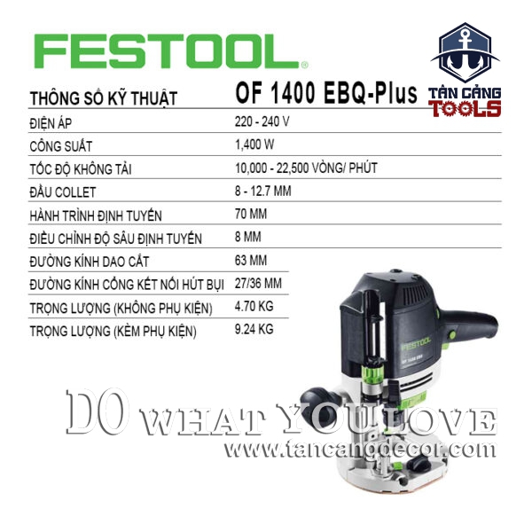 Alternative view of Máy Phay Festool Of 1400 EBQ-Plus Cốt 8 - 12.7 mm 1400W (576208)